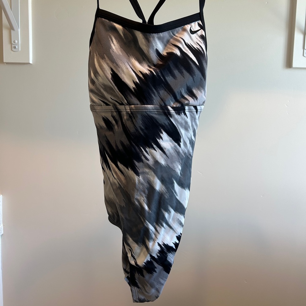 Nike Black and Gray Women's One Piece Swimsuit